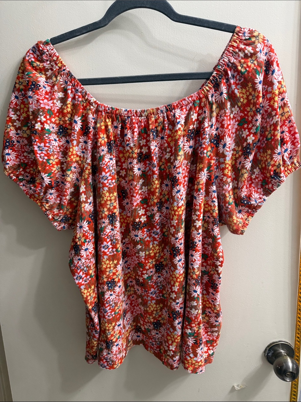 Women's Red Floral Off-Shoulder Top